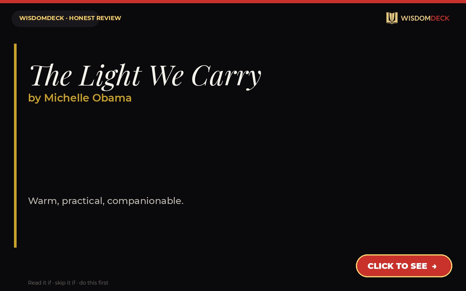 The Light We Carry by Michelle Obama — WisdomDeck review