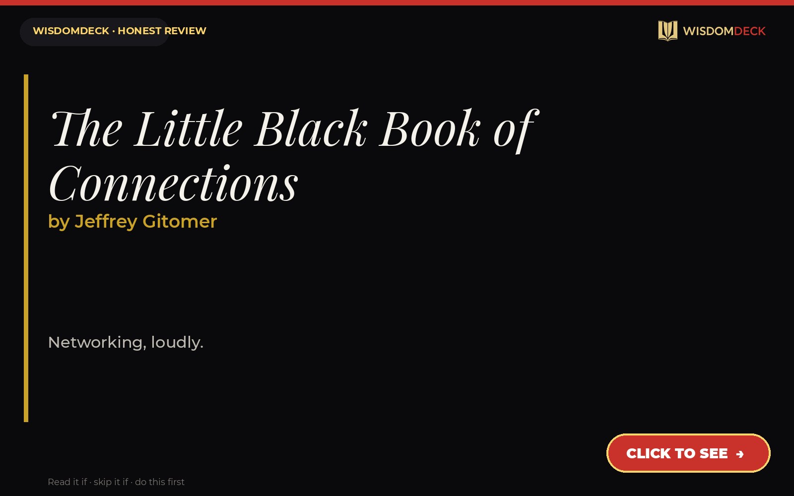 The Little Black Book of Connections by Jeffrey Gitomer — WisdomDeck review