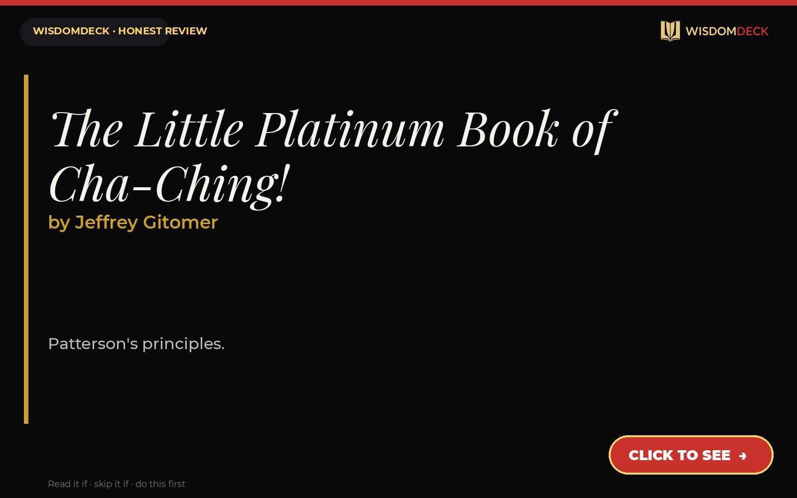 The Little Platinum Book of Cha-Ching! by Jeffrey Gitomer — WisdomDeck review
