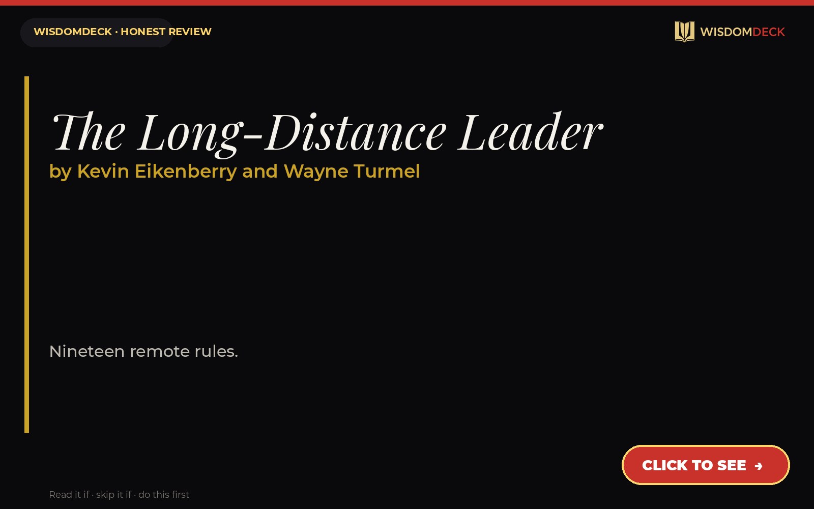 The Long-Distance Leader by Kevin Eikenberry and Wayne Turmel — WisdomDeck review