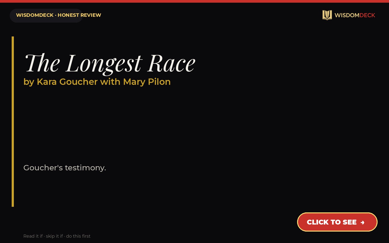 The Longest Race by Kara Goucher with Mary Pilon — WisdomDeck review