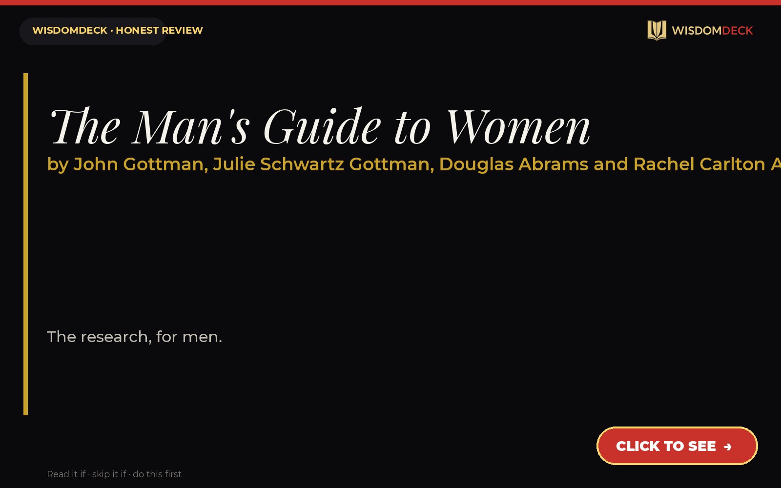 The Man's Guide to Women by John Gottman, Julie Schwartz Gottman, Douglas Abrams and Rachel Carlton Abrams — WisdomDeck review
