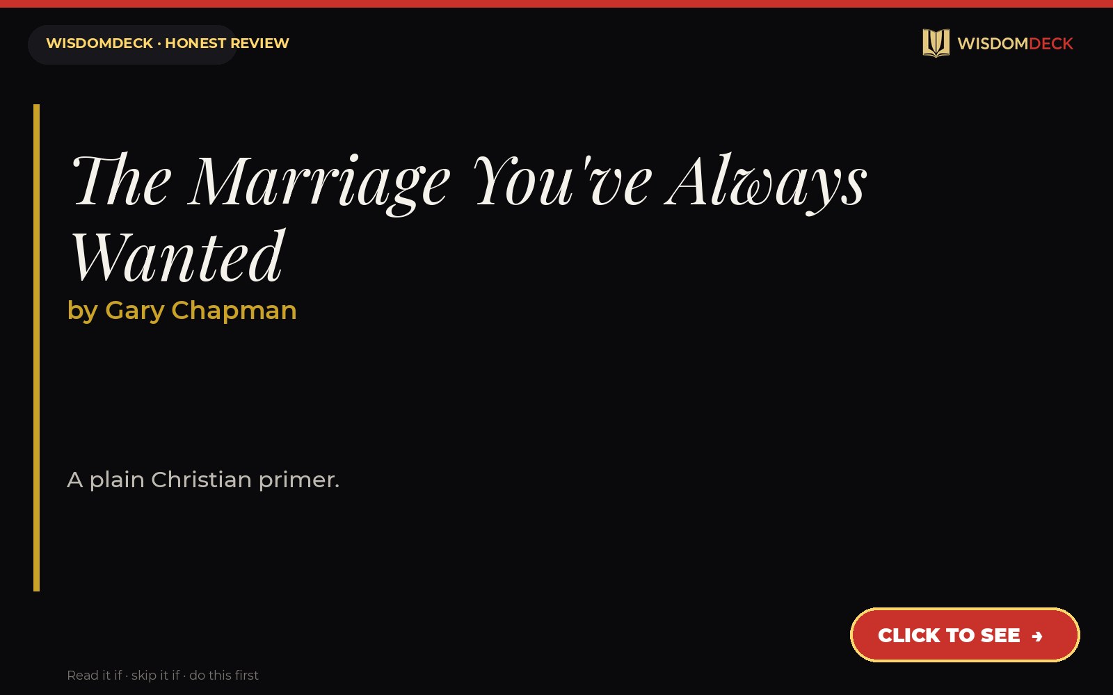 The Marriage You've Always Wanted by Gary Chapman — WisdomDeck review