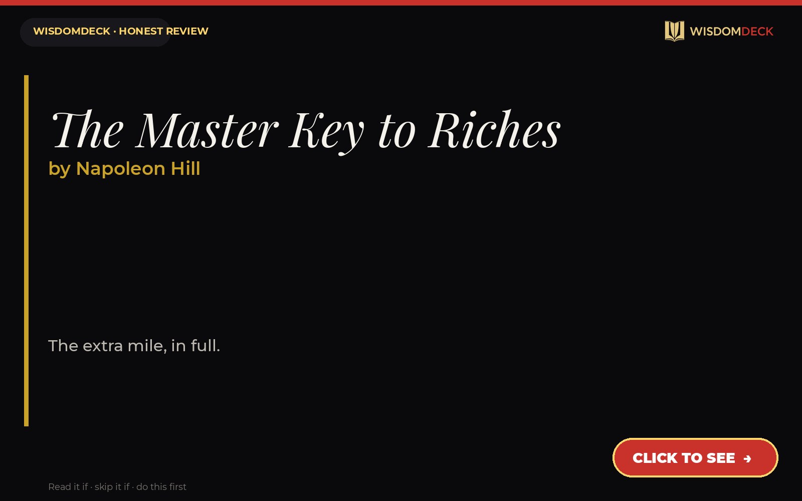 The Master Key to Riches by Napoleon Hill — WisdomDeck review