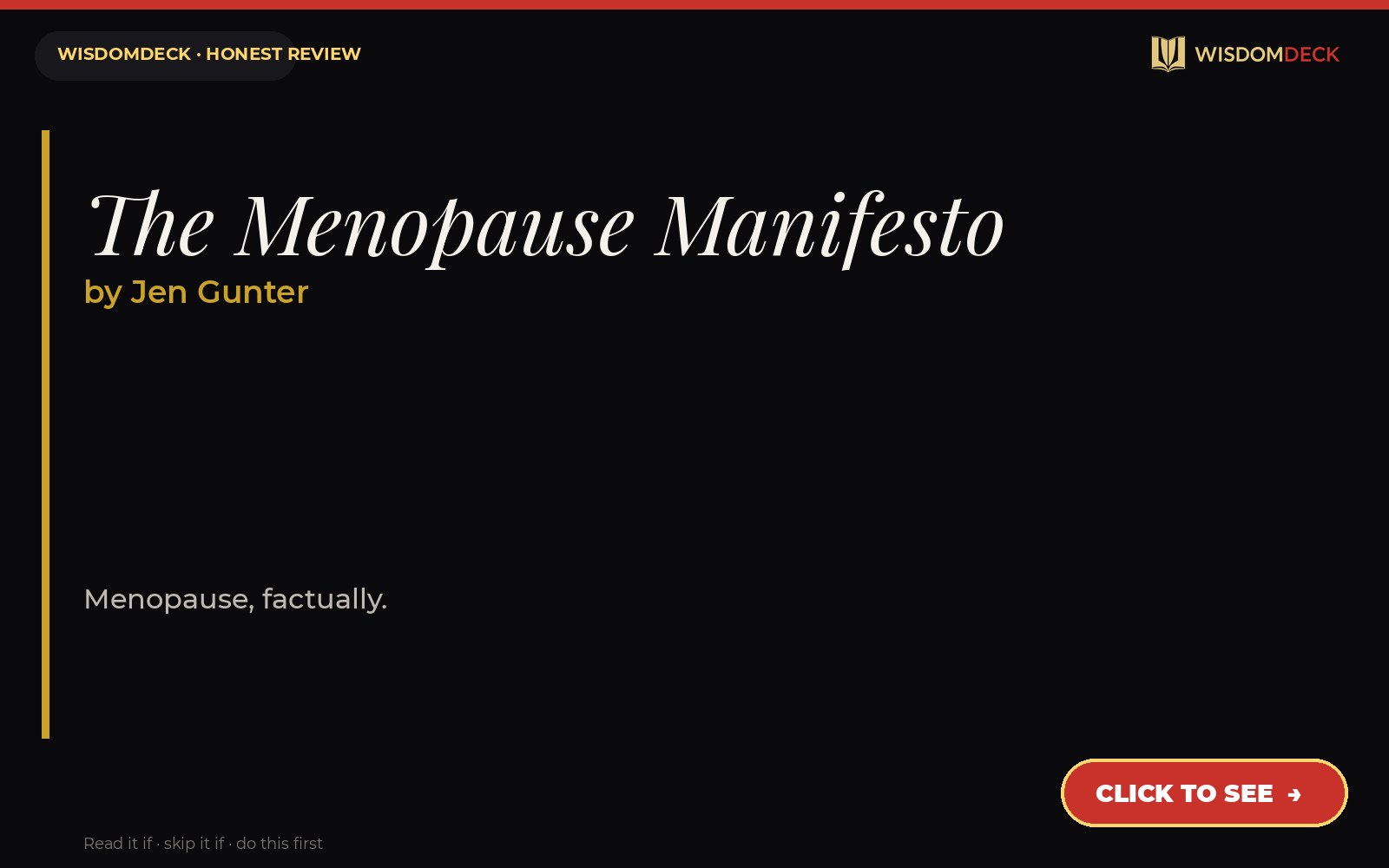 The Menopause Manifesto by Jen Gunter — WisdomDeck honest review