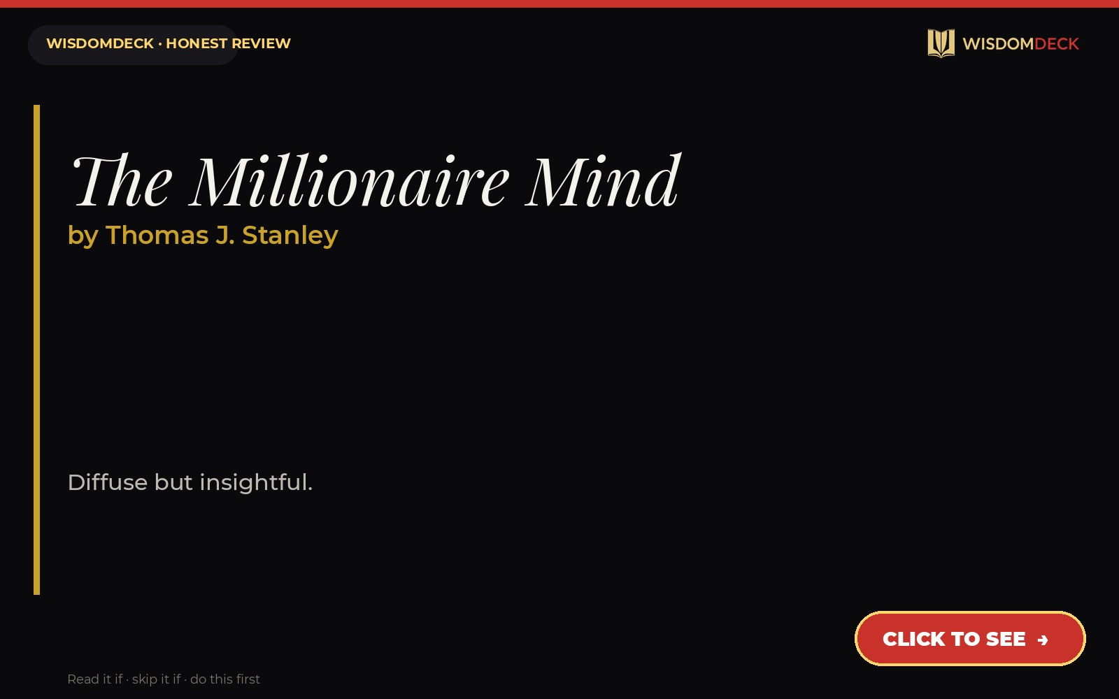 The Millionaire Mind by Thomas J. Stanley — WisdomDeck review