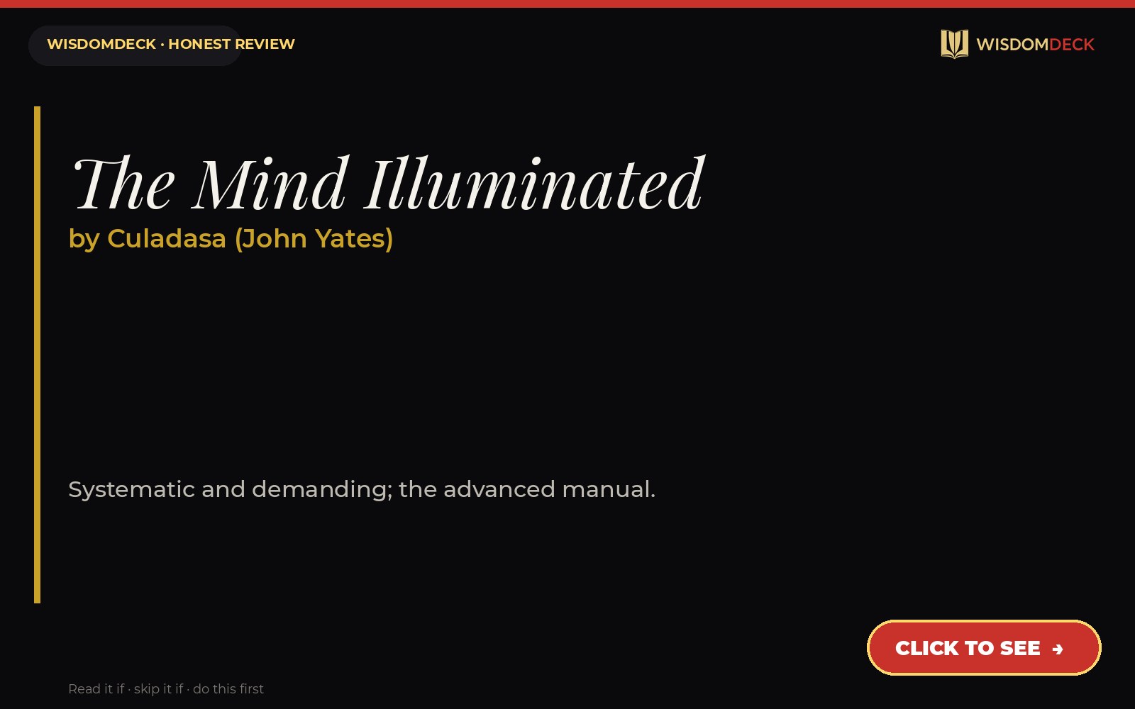 The Mind Illuminated by Culadasa (John Yates) — WisdomDeck review