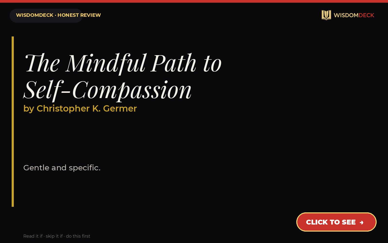 The Mindful Path to Self-Compassion by Christopher K. Germer — WisdomDeck review