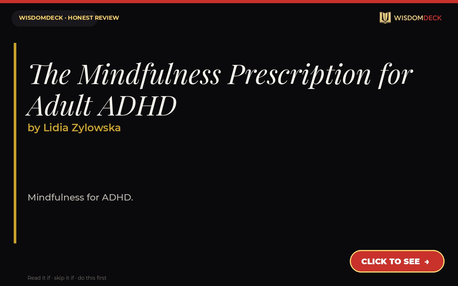 The Mindfulness Prescription for Adult ADHD by Lidia Zylowska — WisdomDeck review