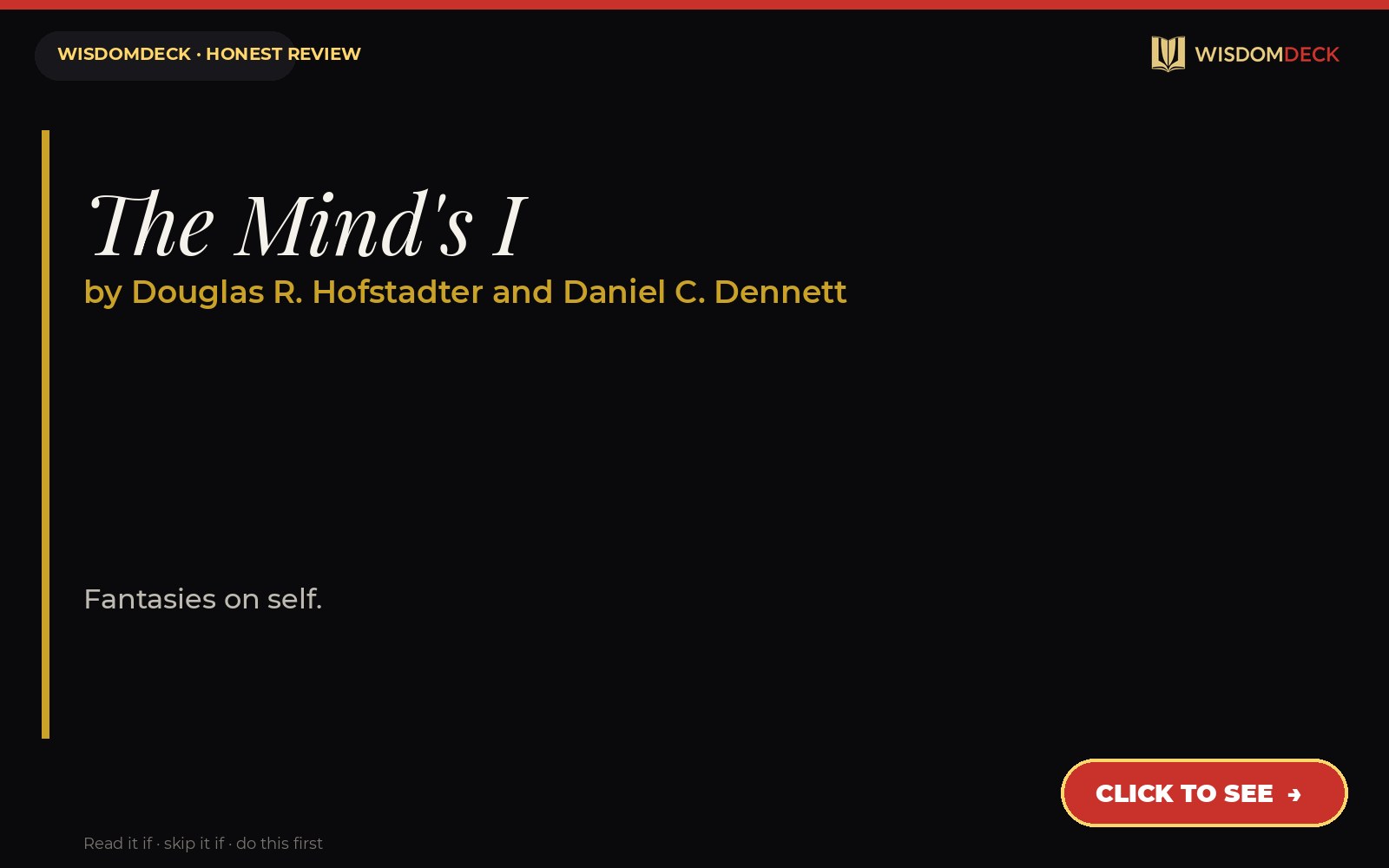The Mind's I by Douglas R. Hofstadter and Daniel C. Dennett — WisdomDeck review