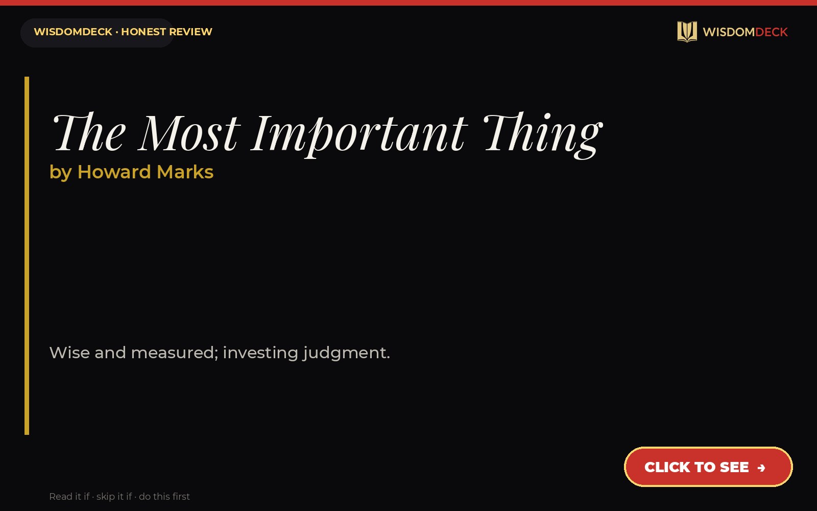 The Most Important Thing by Howard Marks — WisdomDeck review