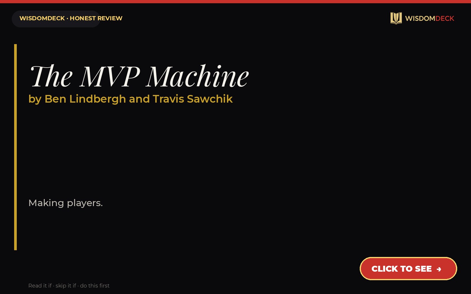 The MVP Machine by Ben Lindbergh and Travis Sawchik — WisdomDeck review