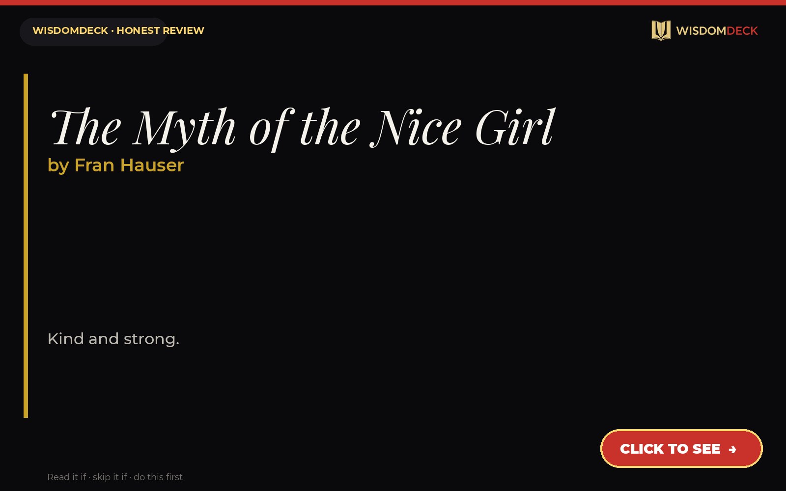 The Myth of the Nice Girl by Fran Hauser — WisdomDeck review
