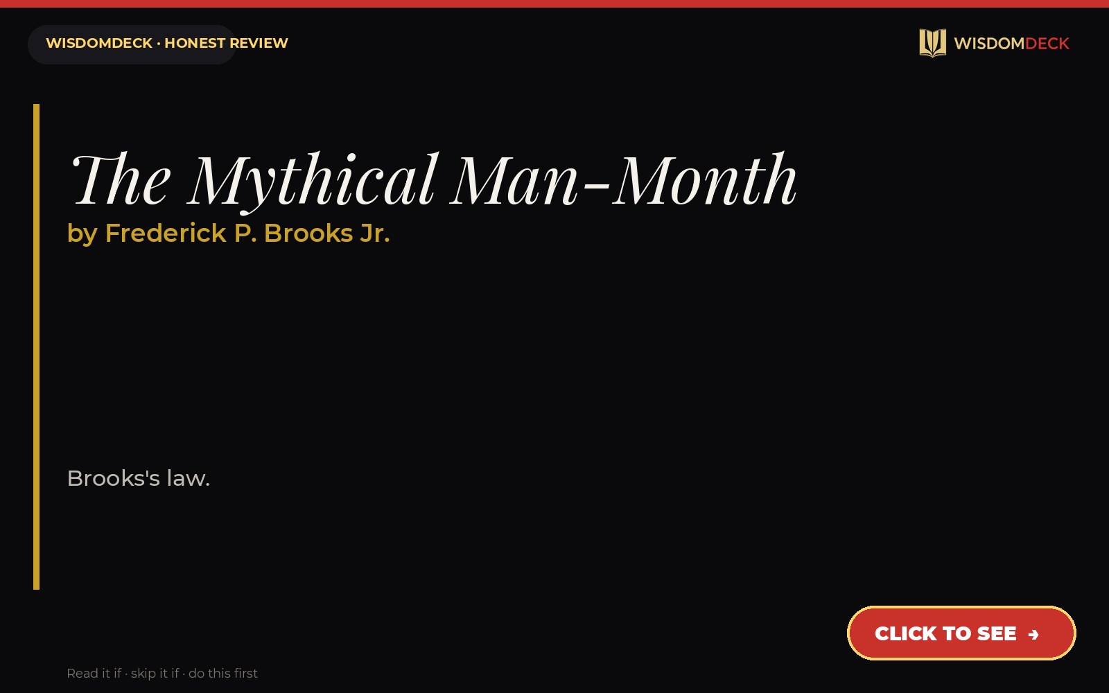 The Mythical Man-Month by Frederick P. Brooks Jr. — WisdomDeck review