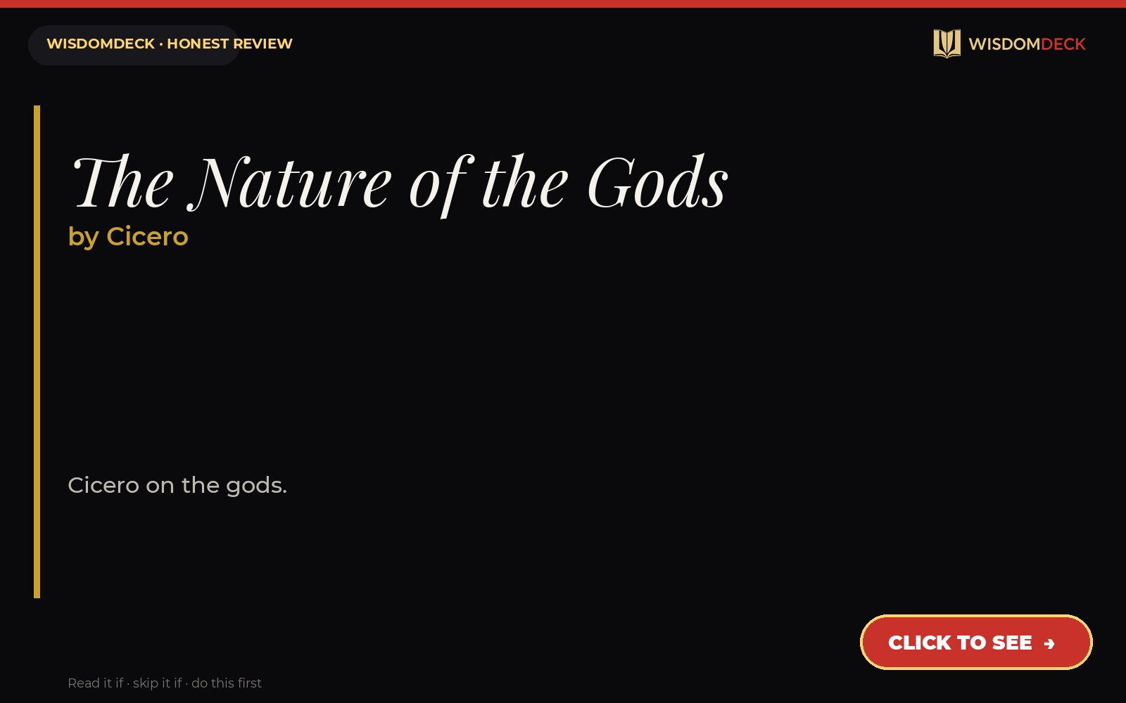 The Nature of the Gods by Cicero — WisdomDeck review