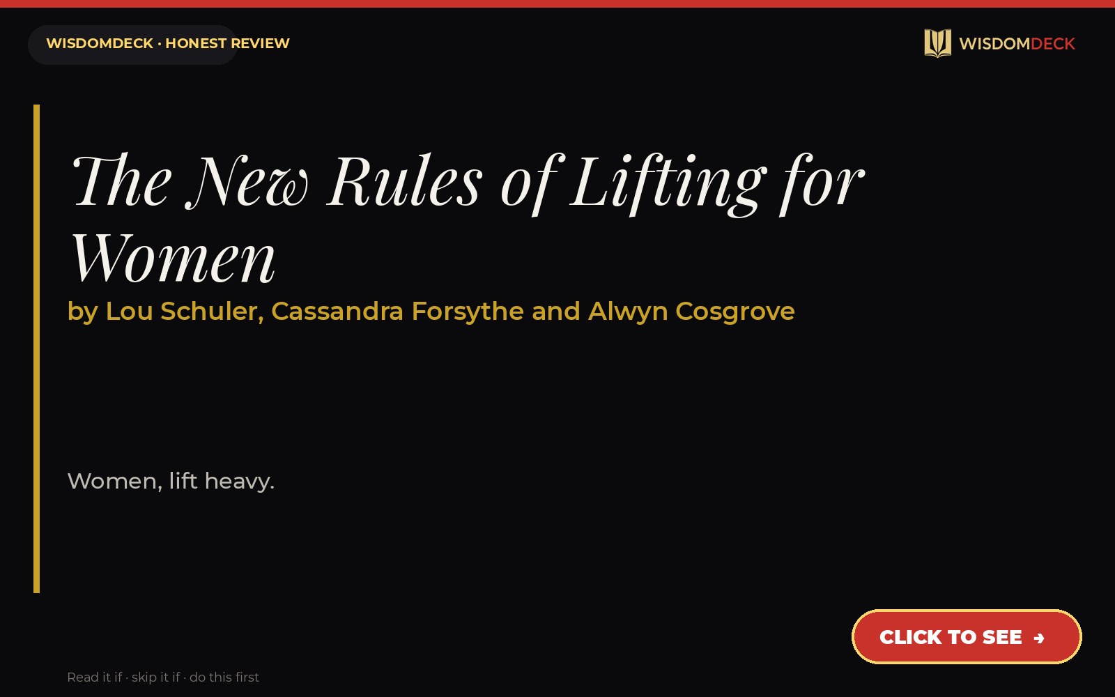 The New Rules of Lifting for Women by Lou Schuler, Cassandra Forsythe and Alwyn Cosgrove — WisdomDeck review
