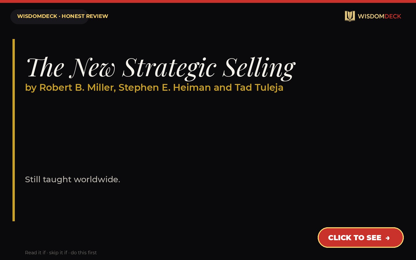 The New Strategic Selling by Robert B. Miller, Stephen E. Heiman and Tad Tuleja — WisdomDeck review