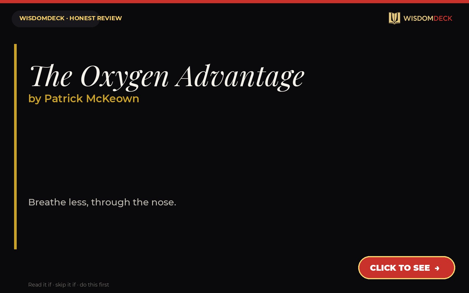 The Oxygen Advantage by Patrick McKeown — WisdomDeck honest review