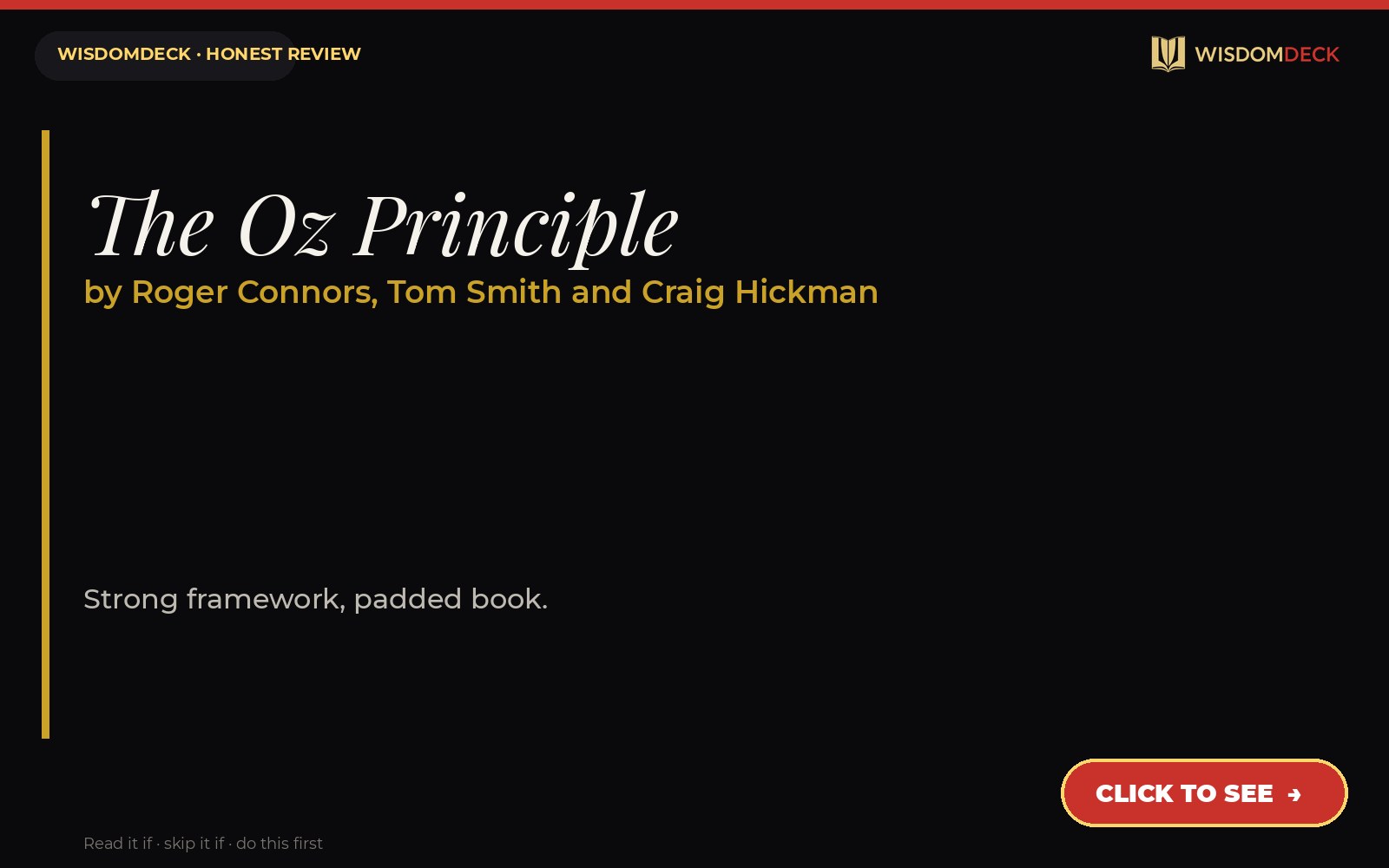 The Oz Principle by Roger Connors, Tom Smith and Craig Hickman — WisdomDeck review