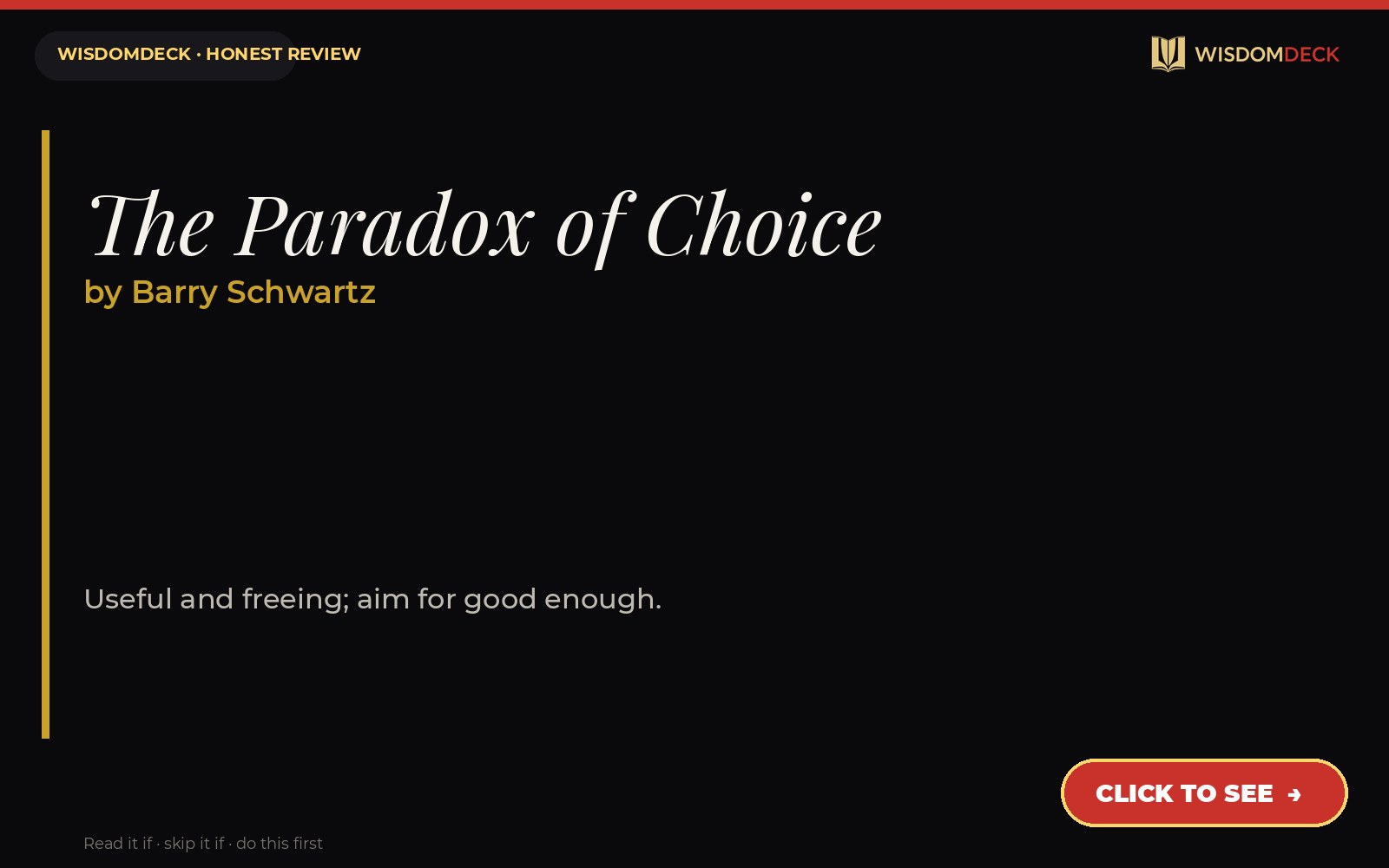 The Paradox of Choice by Barry Schwartz — WisdomDeck review