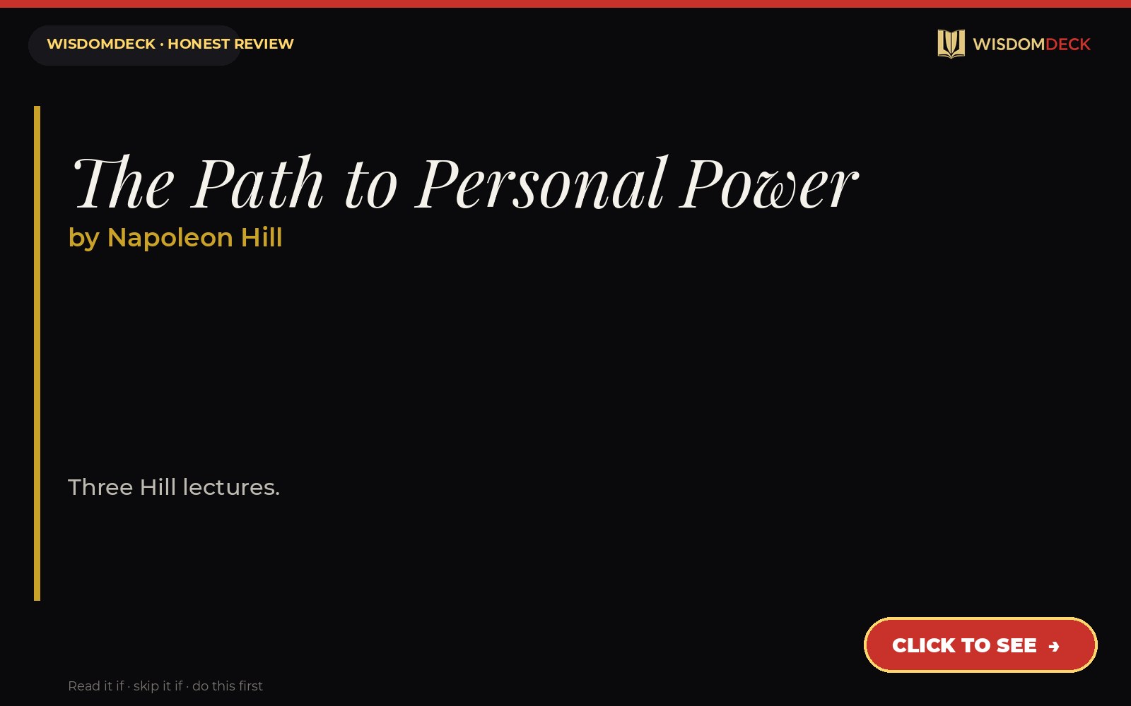 The Path to Personal Power by Napoleon Hill — WisdomDeck review