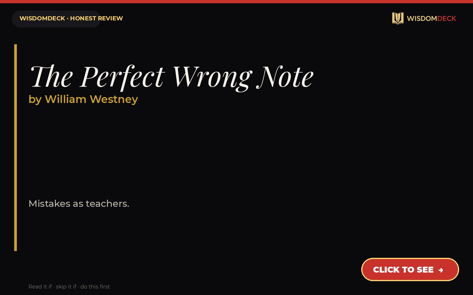 The Perfect Wrong Note by William Westney — WisdomDeck review