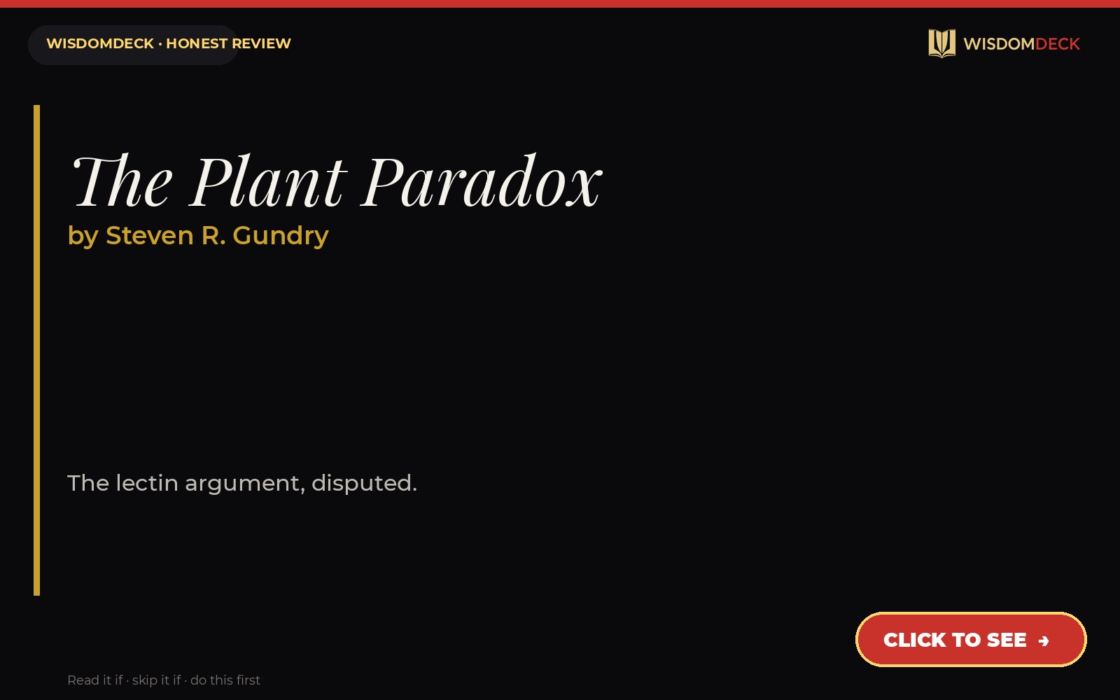 The Plant Paradox by Steven R. Gundry — WisdomDeck review