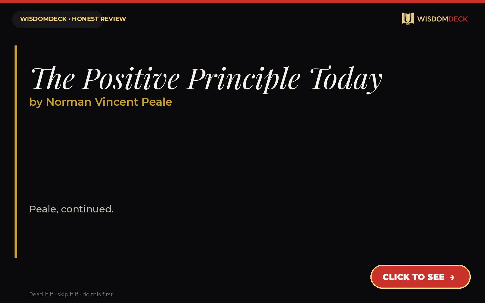 The Positive Principle Today by Norman Vincent Peale — WisdomDeck review