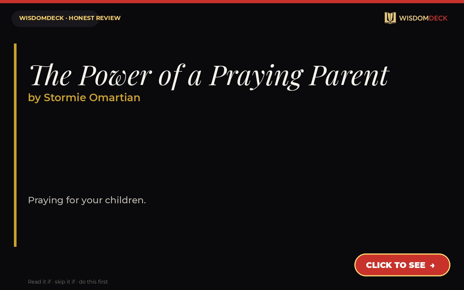 The Power of a Praying Parent by Stormie Omartian — WisdomDeck review