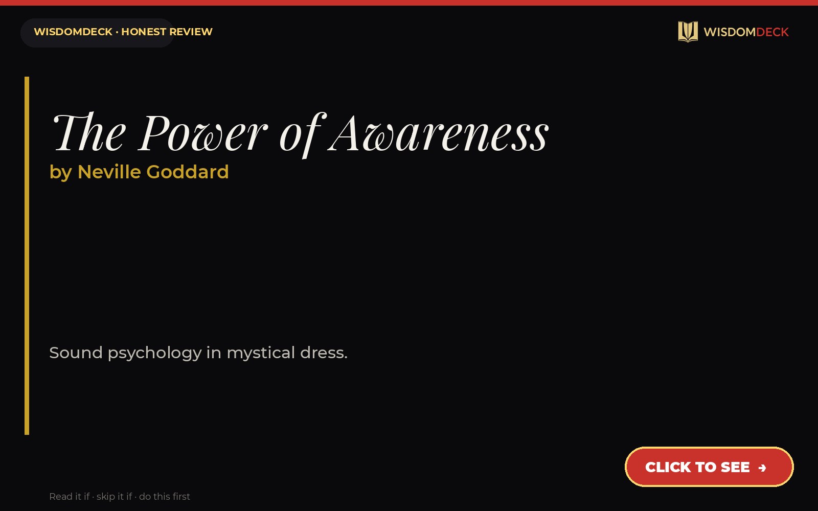 The Power of Awareness by Neville Goddard — WisdomDeck review
