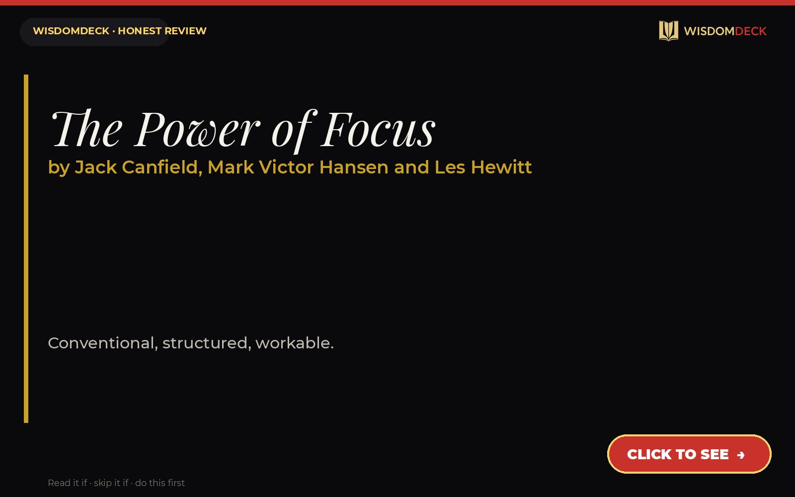 The Power of Focus by Jack Canfield, Mark Victor Hansen and Les Hewitt — WisdomDeck review