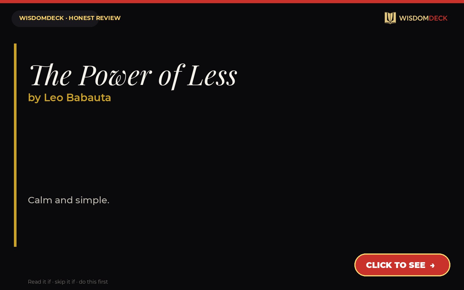 The Power of Less by Leo Babauta — WisdomDeck review
