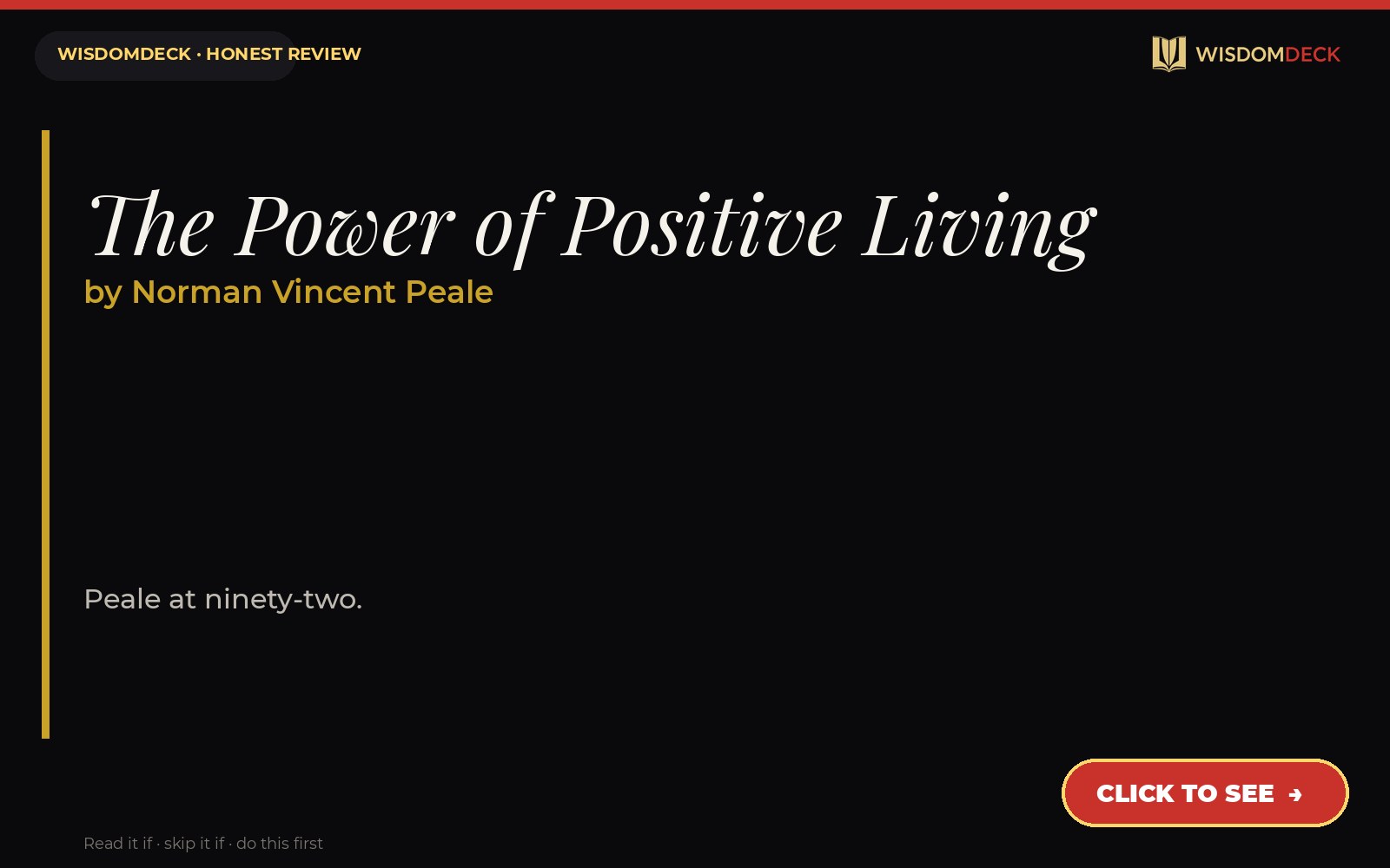 The Power of Positive Living by Norman Vincent Peale — WisdomDeck review