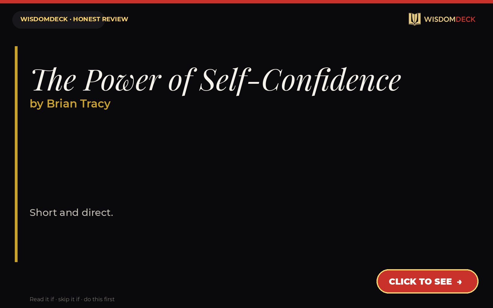 The Power of Self-Confidence by Brian Tracy — WisdomDeck review