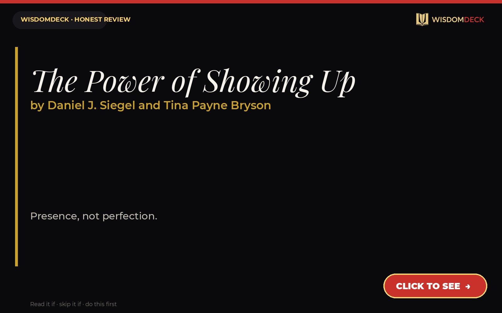 The Power of Showing Up by Daniel J. Siegel and Tina Payne Bryson — WisdomDeck review