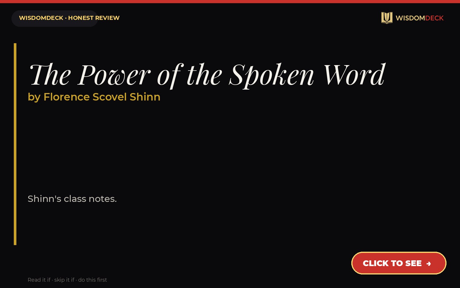 The Power of the Spoken Word by Florence Scovel Shinn — WisdomDeck review