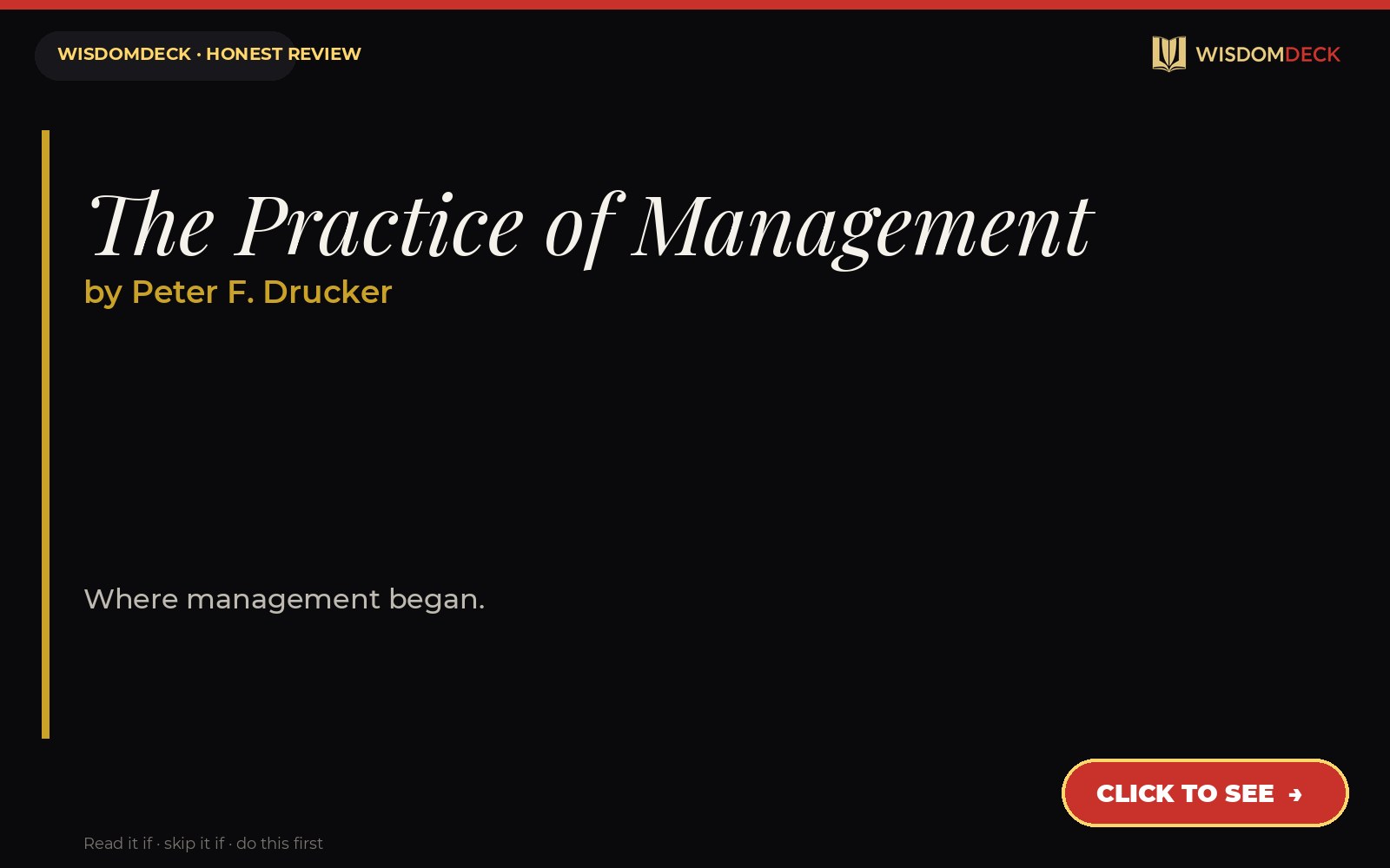 The Practice of Management by Peter F. Drucker — WisdomDeck review
