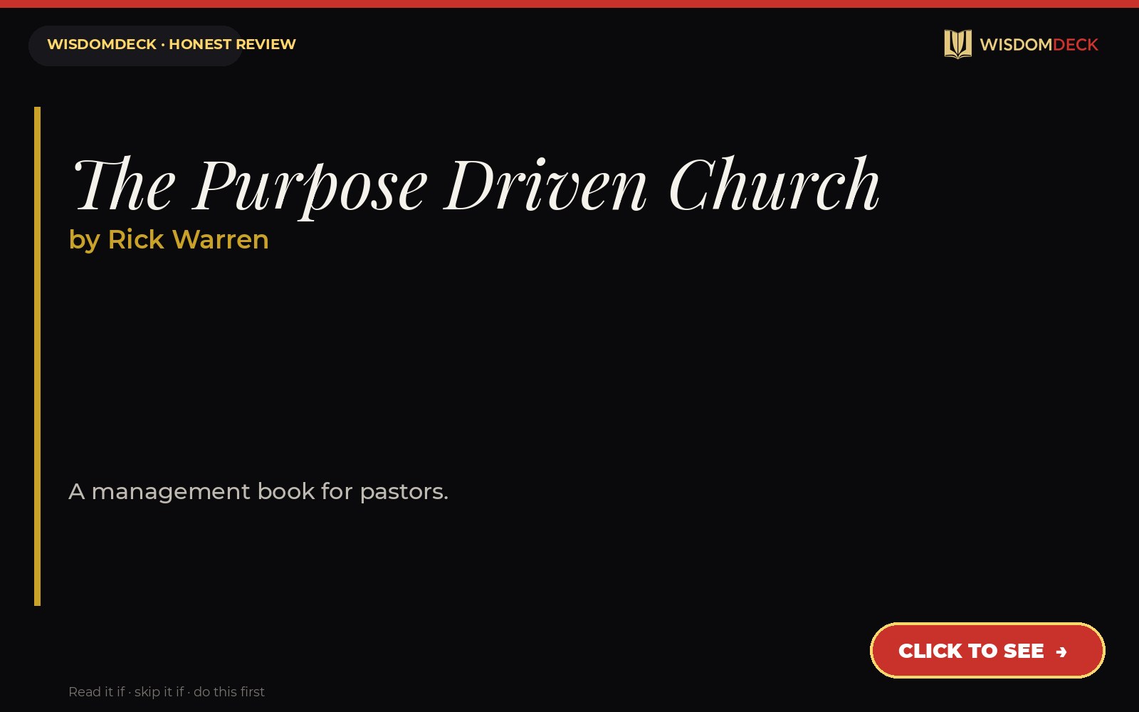 The Purpose Driven Church by Rick Warren — WisdomDeck review