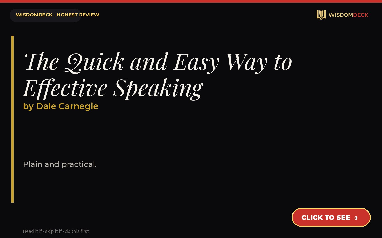 The Quick and Easy Way to Effective Speaking by Dale Carnegie — WisdomDeck review