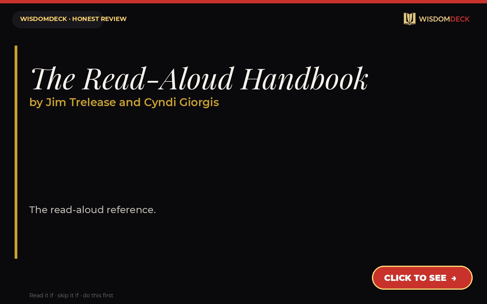 The Read-Aloud Handbook by Jim Trelease and Cyndi Giorgis — WisdomDeck review