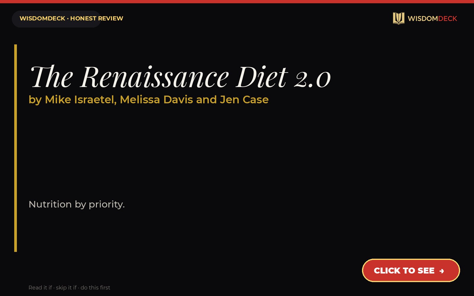 The Renaissance Diet 2.0 by Mike Israetel, Melissa Davis and Jen Case — WisdomDeck review
