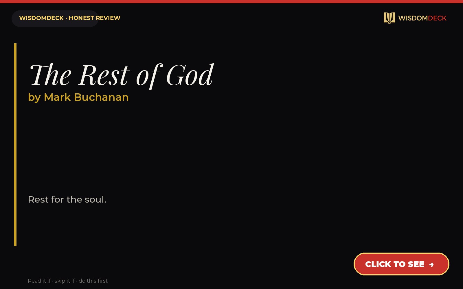 The Rest of God by Mark Buchanan — WisdomDeck review
