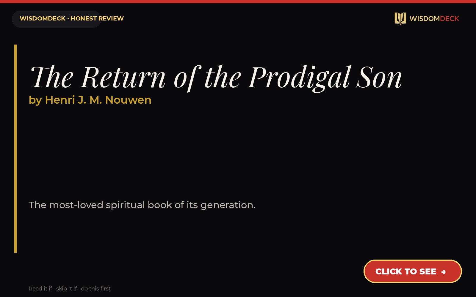 The Return of the Prodigal Son by Henri J. M. Nouwen — WisdomDeck review