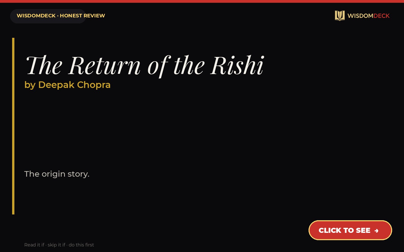 The Return of the Rishi by Deepak Chopra — WisdomDeck review