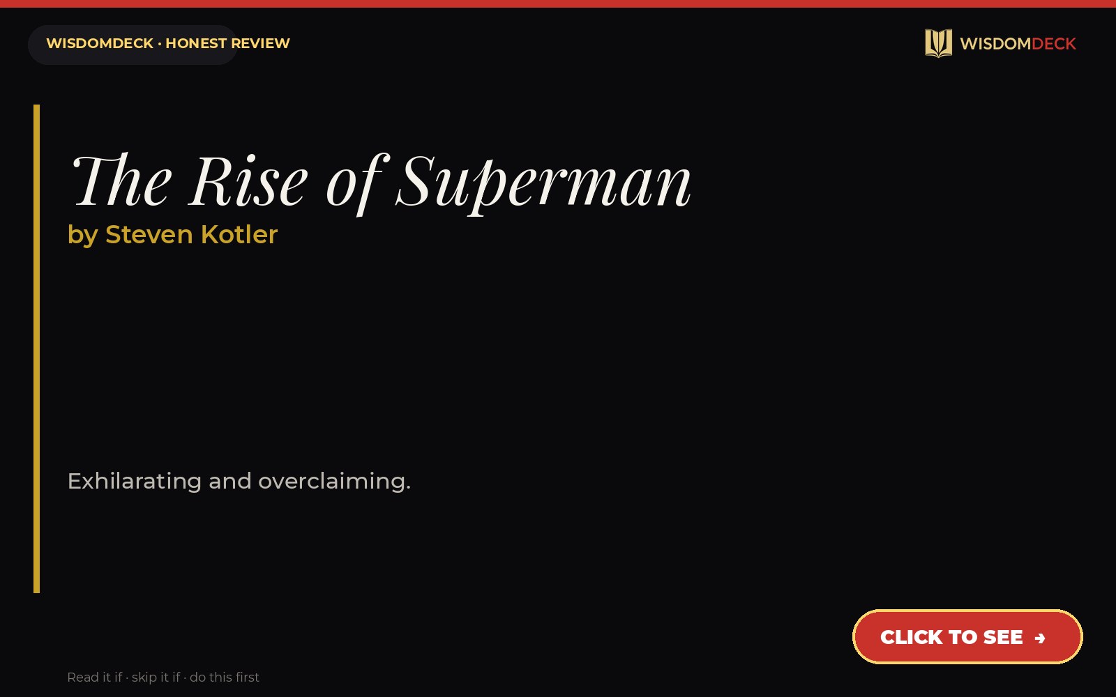 The Rise of Superman by Steven Kotler — WisdomDeck review