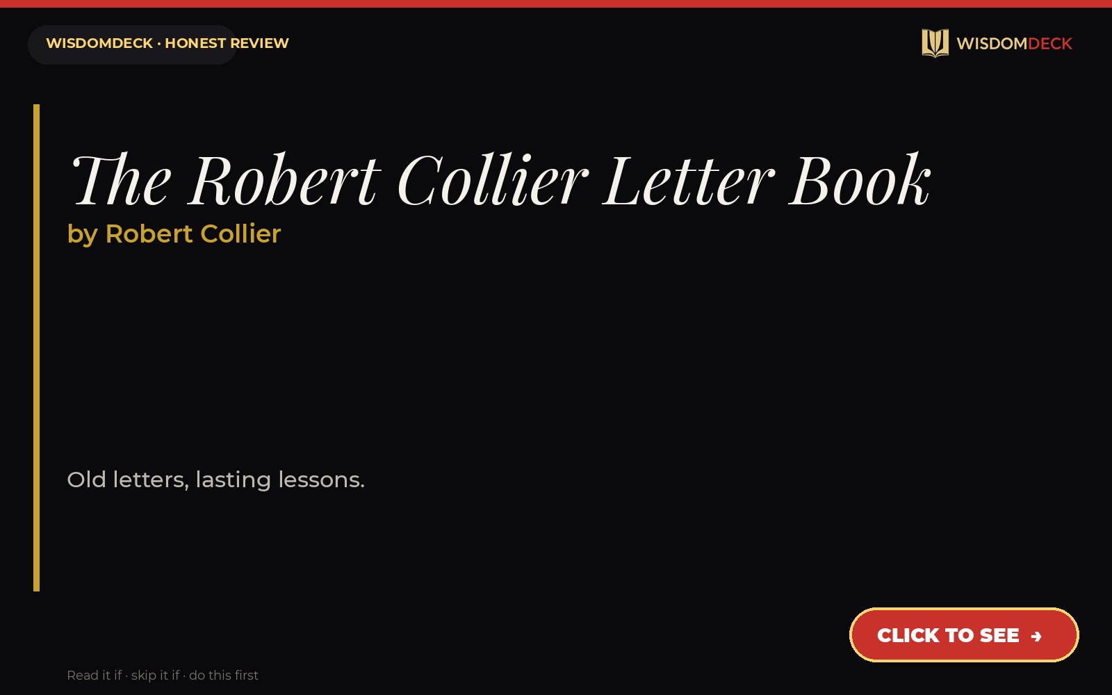 The Robert Collier Letter Book by Robert Collier — WisdomDeck review