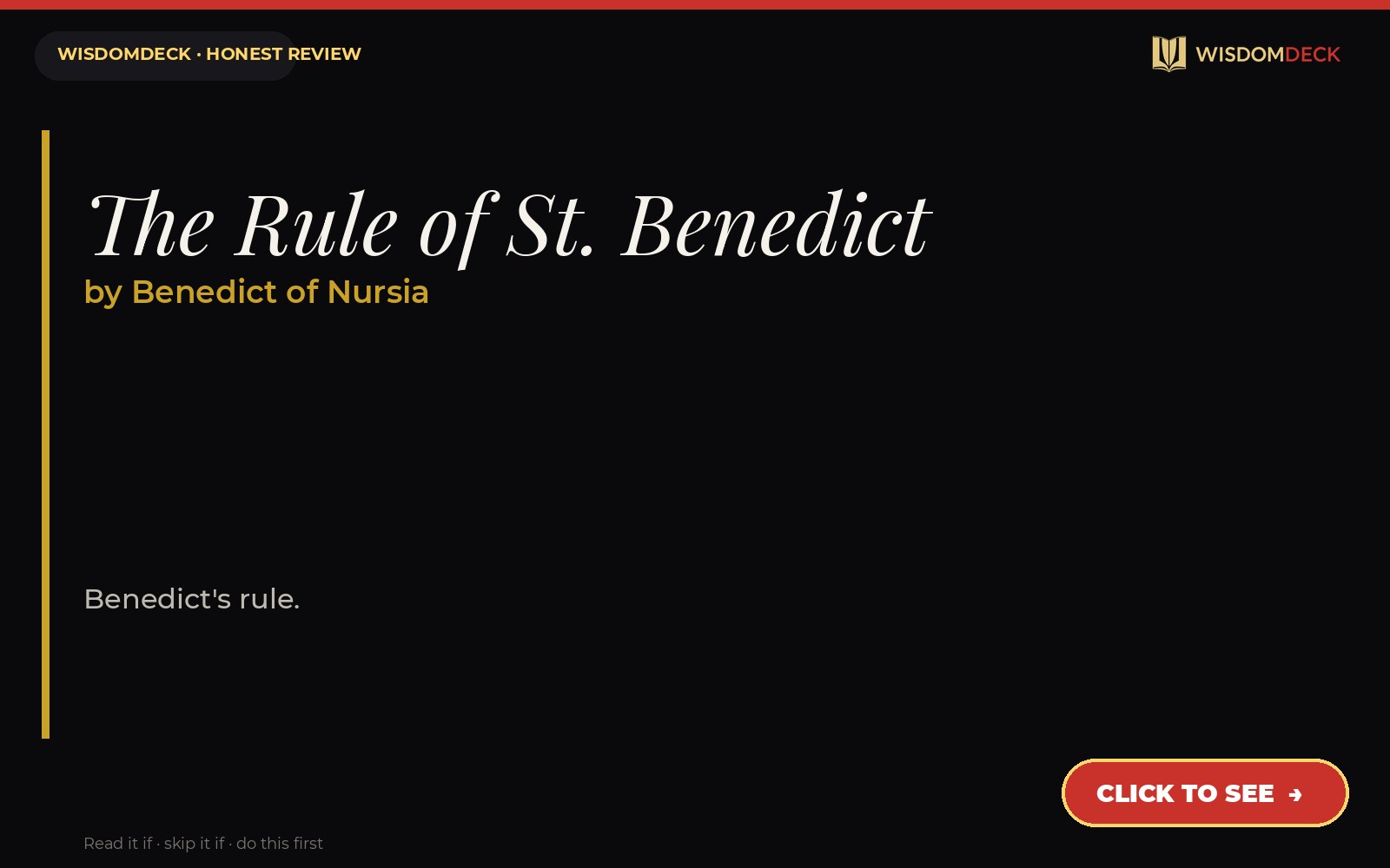 The Rule of St. Benedict by Benedict of Nursia — WisdomDeck review