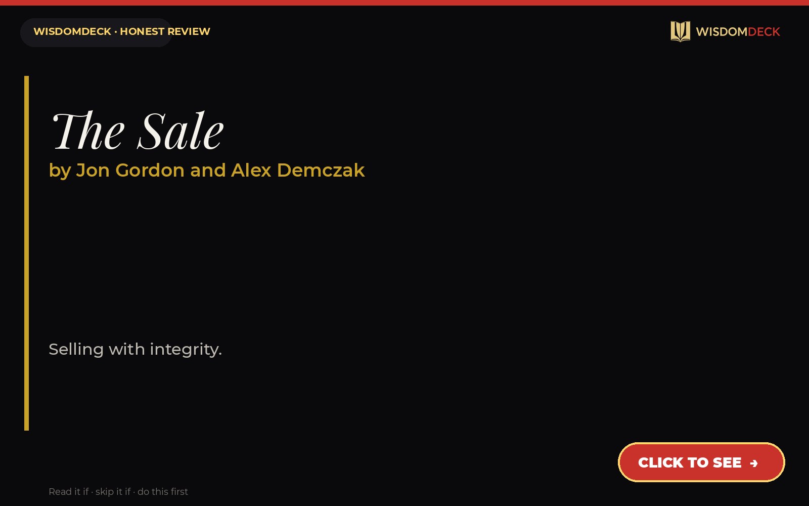 The Sale by Jon Gordon and Alex Demczak — WisdomDeck review