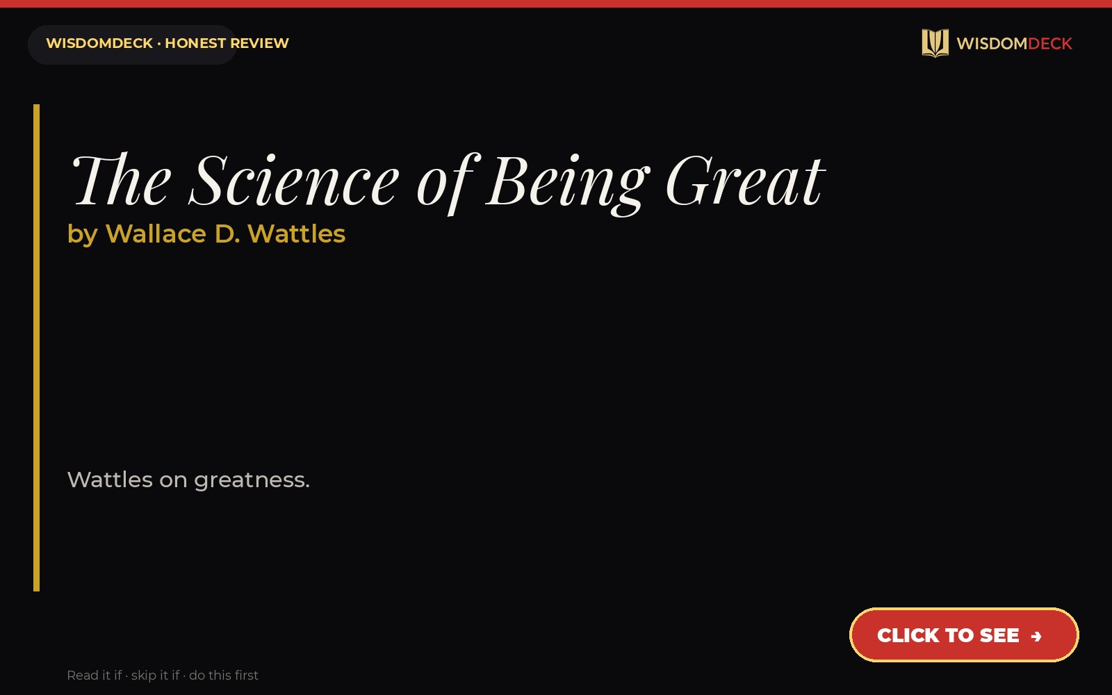 The Science of Being Great by Wallace D. Wattles — WisdomDeck review