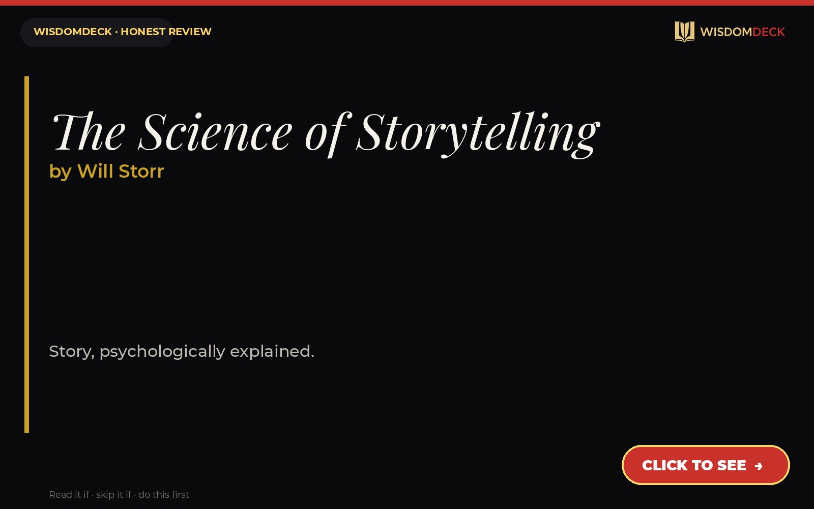 The Science of Storytelling by Will Storr — WisdomDeck review